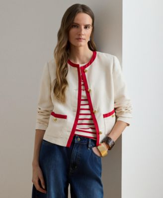 Women's Two-Tone Crewneck Twill Blazer