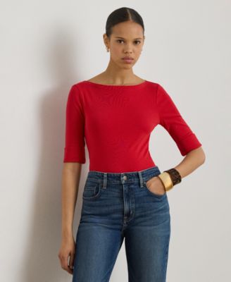 Women's Stretch Cotton Boat Neck T-Shirt