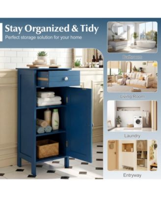 Wood Freestanding Floor Storage Cabinet with Drawer and Shelf