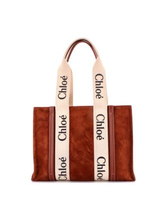 Medium Woody Tote Suede with Canvas