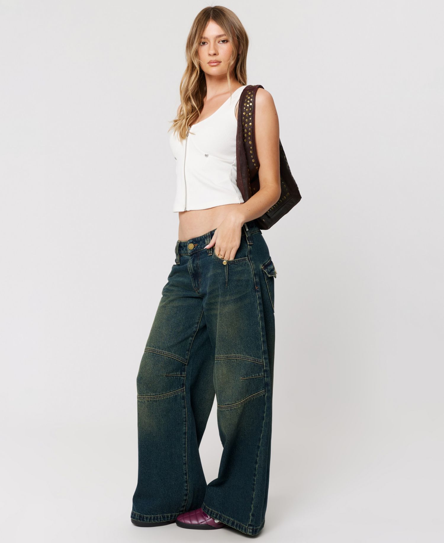 Women's Mega Riley Engineered Low-Rise Baggy Jeans