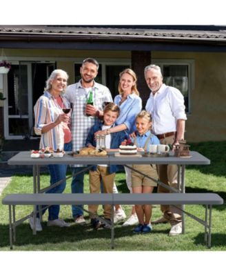 6 ft Plastic Folding Bench with Carry Handle and Lock, Portable Seating