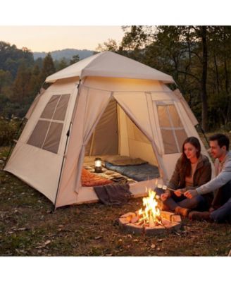 4-Person Automatic Camping Tent with Rainfly and 2 Doors, Easy Setup Portable