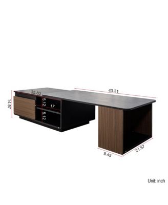 Extendable Coffee Table with Adjustable Length and Storage Drawers