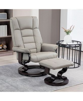 Recliner with Ottoman Swivel Recliner Chair Faux Leather with High Back