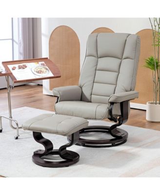 Recliner with Ottoman Swivel Recliner Chair Faux Leather with High Back