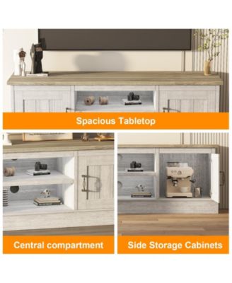 Farmhouse Rustic Wood TV Stand for 65 Inch TVs, Entertainment Center with Storage Cabinets Modern Console