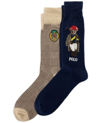 Men's Polo Society Bear Socks, 2-Pack