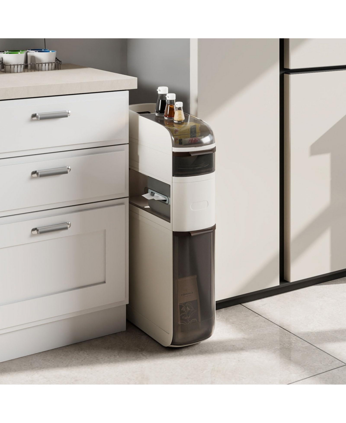 Volenca Space-Saving 4-Tier Bathroom Storage Cabinet with Drawers and Tissue Box