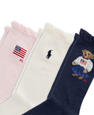 Girls' 4-11 Americana Bear Socks, 3-Pack
