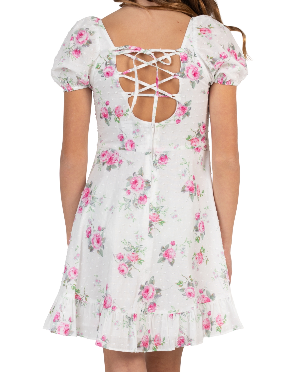 Rare Editions Girls' 7-16 Printed Square Neck Dress