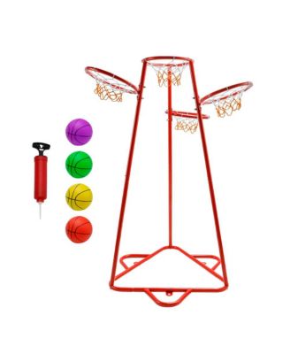 4-Hoop Kids Basketball Set, Multi-Height Fixed Hoops for Family & Group Play