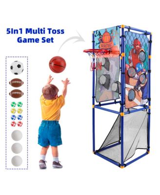 Kids 5-in-1 Multi-Sport Game Set - Includes Football, Basketball, Baseball, Flying Disc & Rugby