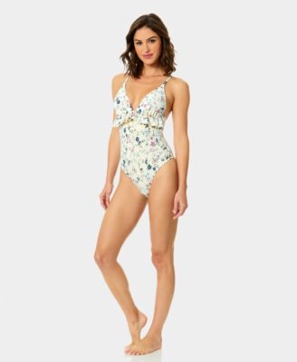 Women's V-Neck Ruffle One-Piece Swimsuit