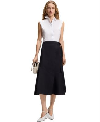 BOSS by Women's Stretch-Cotton Blend Sleeveless Slim-Fit Blouse