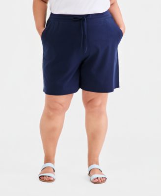 Plus Size Solid Knit Shorts