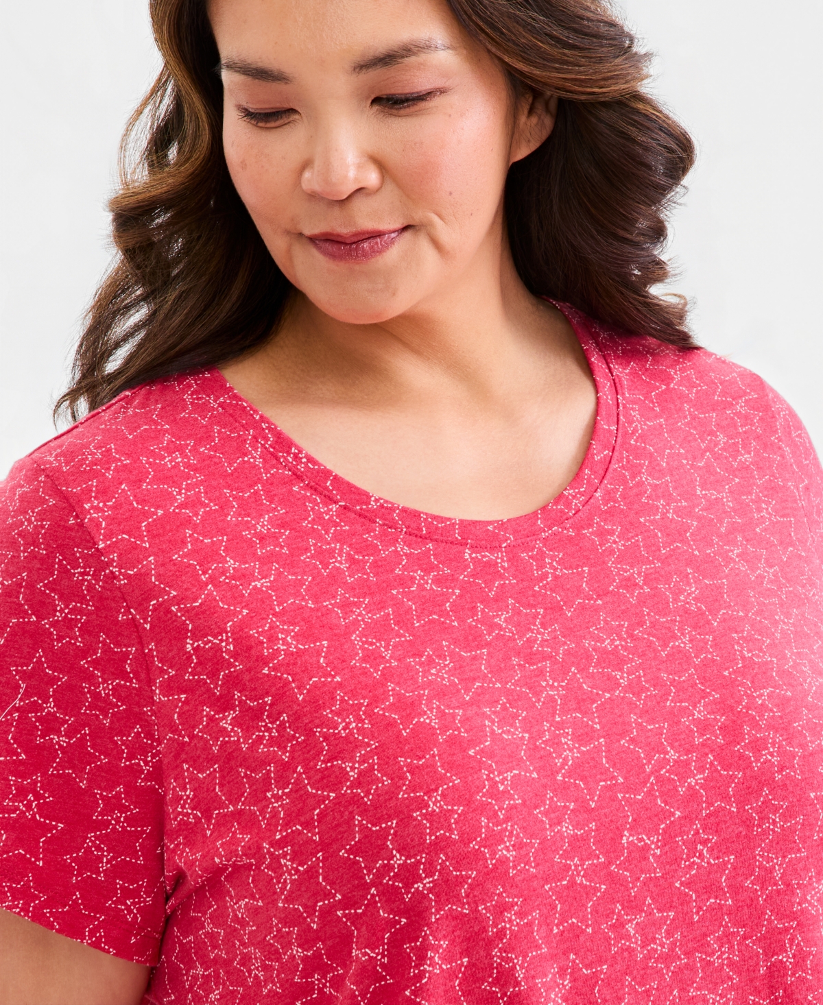 Style & Co Plus Perfect Short-Sleeve Open-Crewneck T-Shirt, Macy's Exclusive