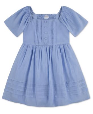Girls' Pintuck Square Neck Mini Dress