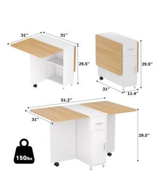 Folding Dining Table with Drawers and Cabinets