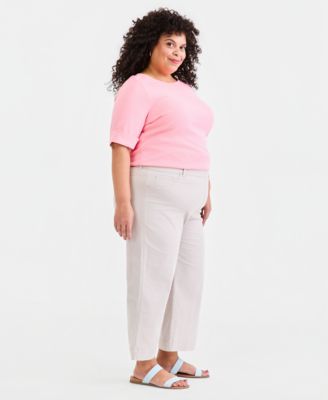 Plus Size High-Rise Shaping Cropped Jeans