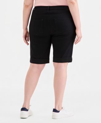 Plus Size Mid-Rise Roll-Cuff Bermuda Shorts