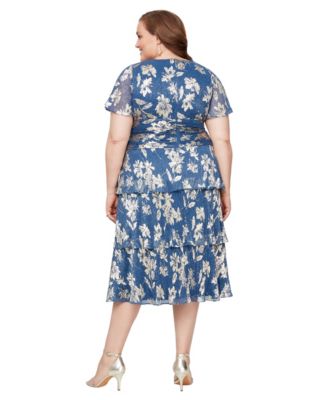 Plus Size V-Neck Ruched Waist Midi Dress