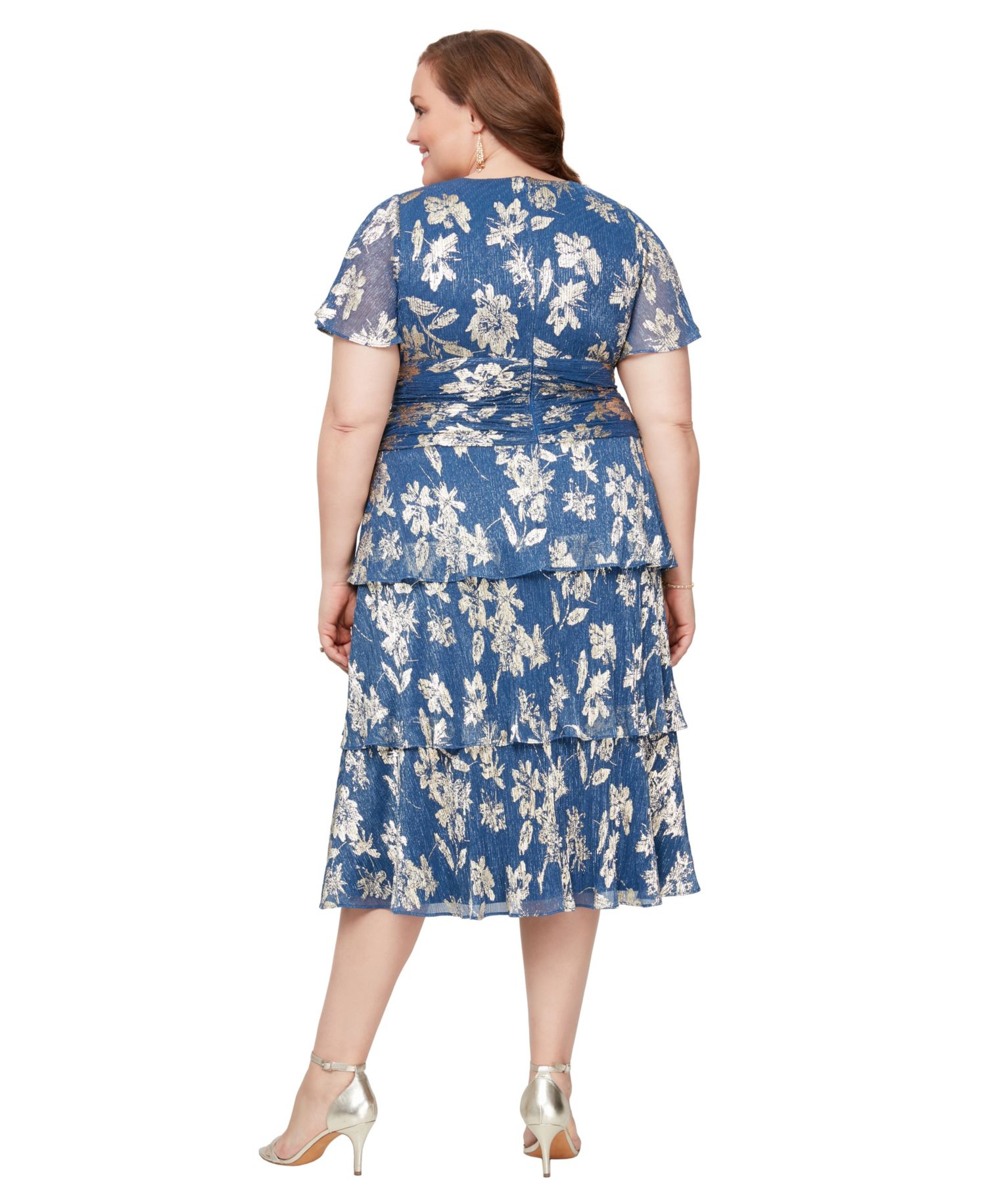 Women's Floral Surplice-Neck Tiered Dress