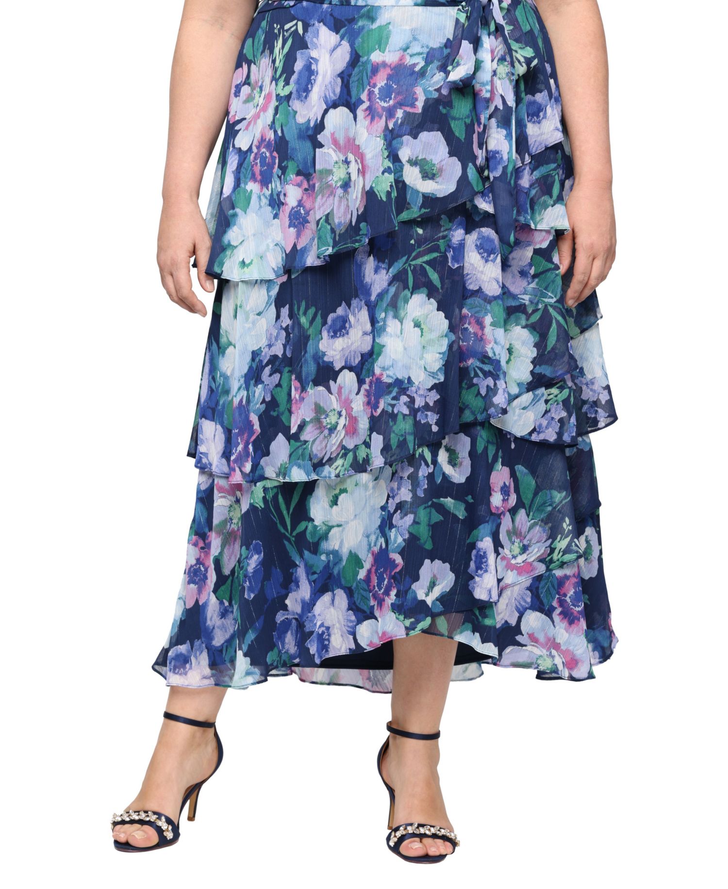 Plus Size V-Neck Tiered Maxi Dress