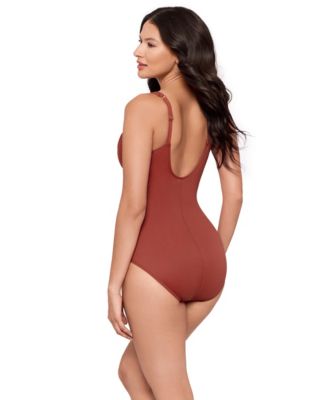 Razzle Dazzle Siren Twist-Front Underwire Allover Slimming One-Piece Swimsuit