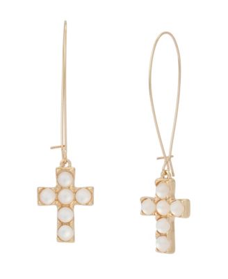 Mother of Pearl Cross Dangle Earrings