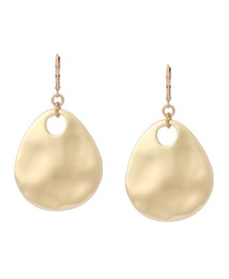 Gold Disc Drop Earrings
