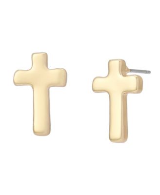 Gold Cross Stud Earrings