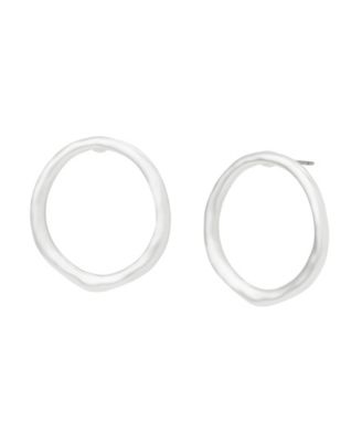 Silver Sculpted Small Circle Post Earrings