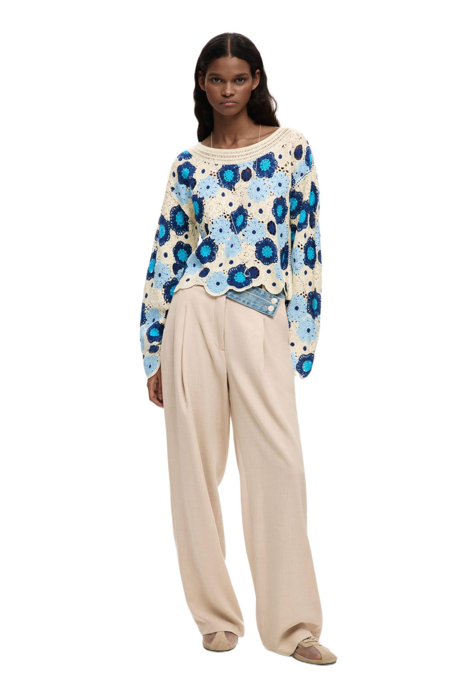 Women's Crochet with flowers sweater