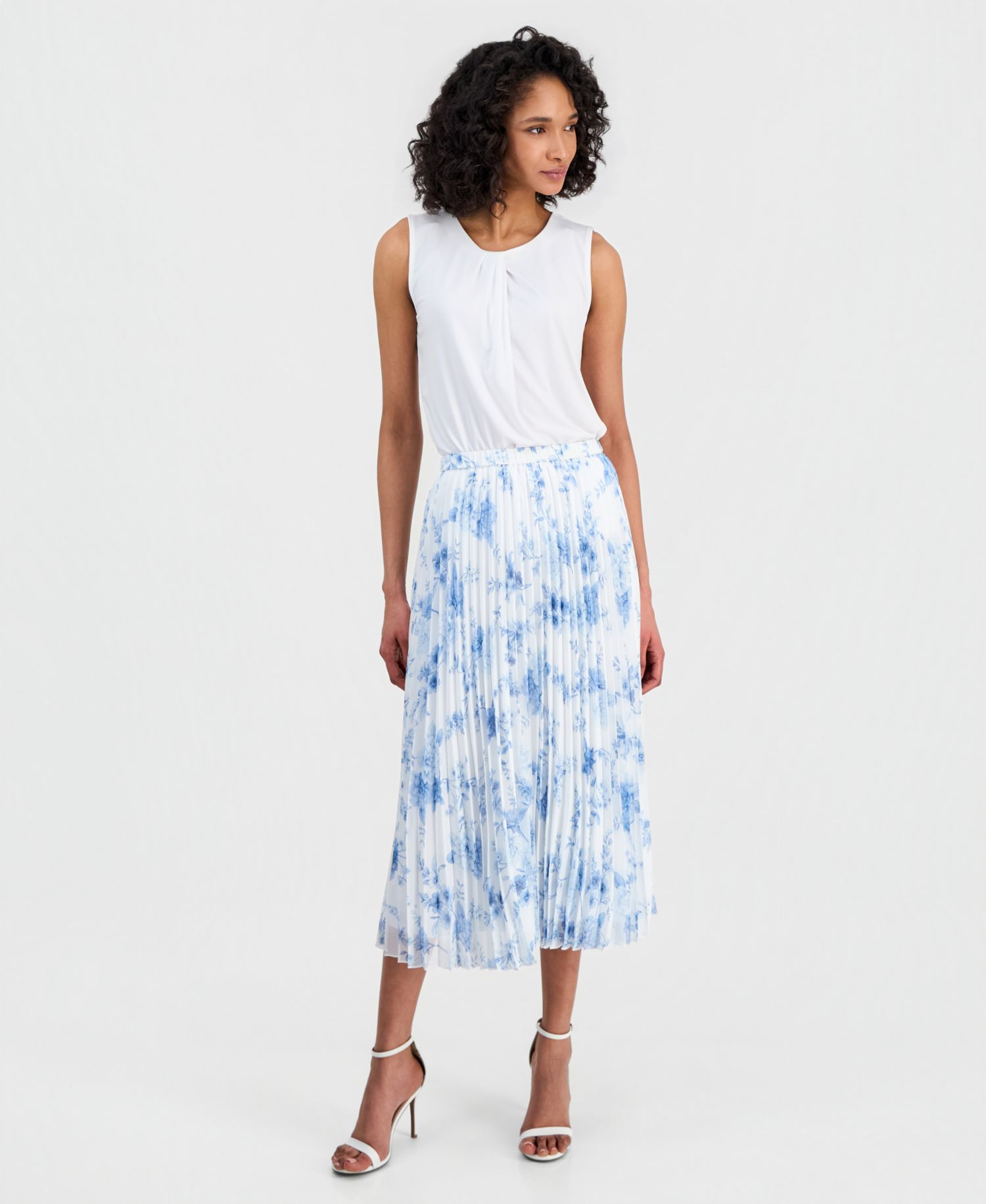 Women's Pull-On Pleated Midi Skirt