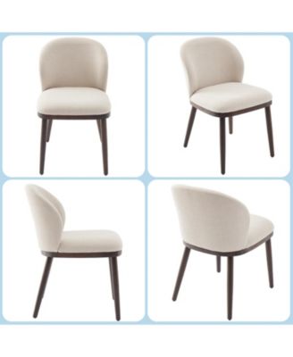 Set of 2 Upholstered Fabric Dining Accent Chairs, Comfortable Seat & Solid Wood Legs for Kitchen & Dining Room