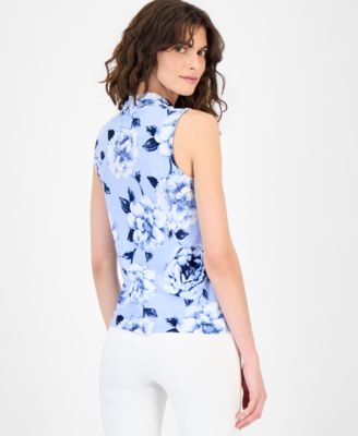 Petite Pleated V-Neck Blouse