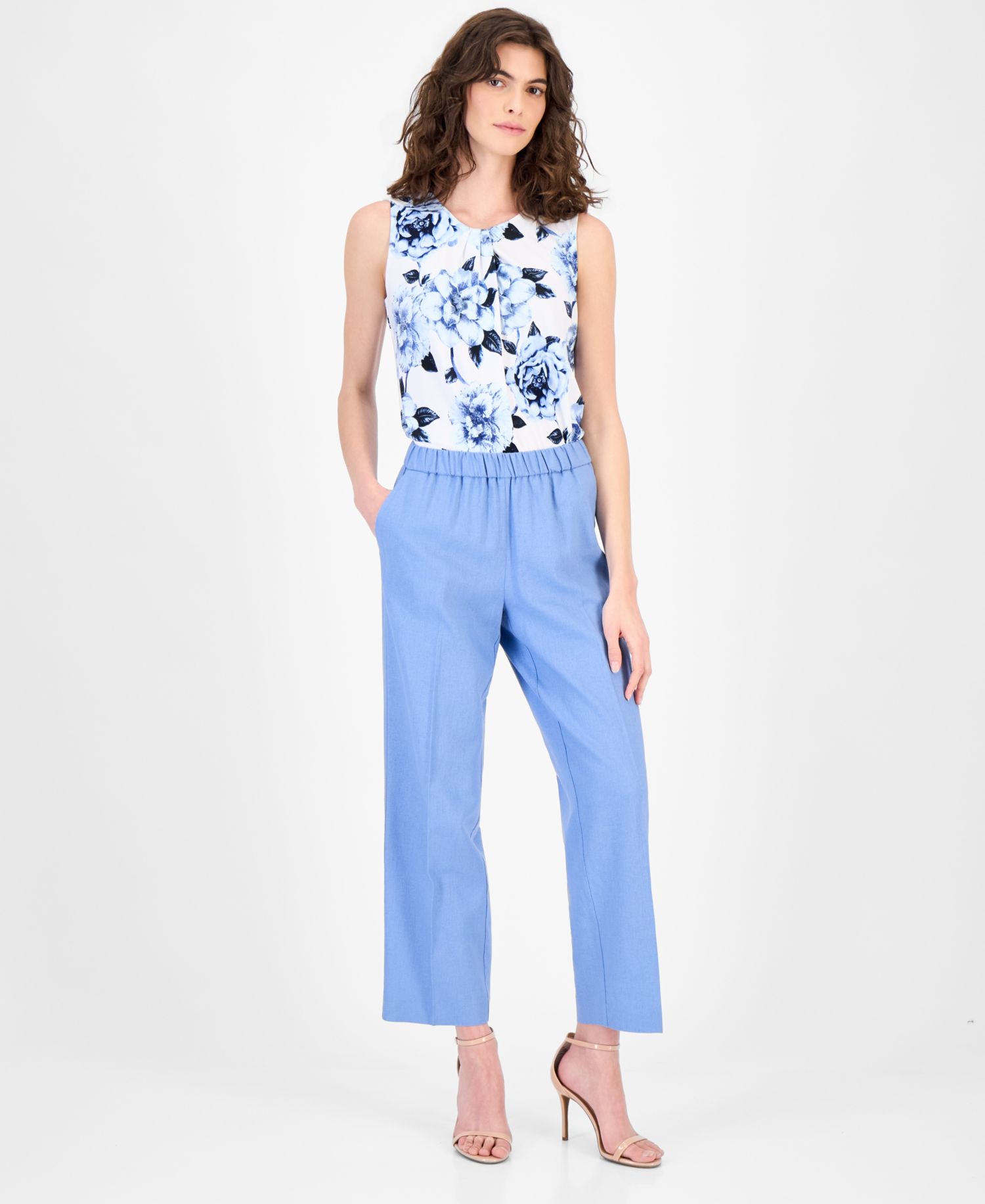 Women's Sleeveless Asymmetric Pleated Top