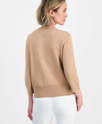 Women's 3/4-Sleeve Crewneck Cardigan