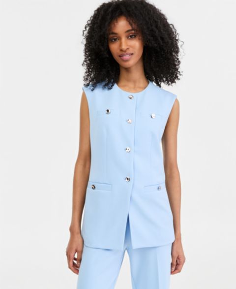 Женские жилеты Anne Klein Women's Stretch Crepe Four-Button Tailored Vest, Regular & Petite
