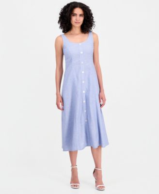 Petite Button Detail Sleeveless Tank Dress