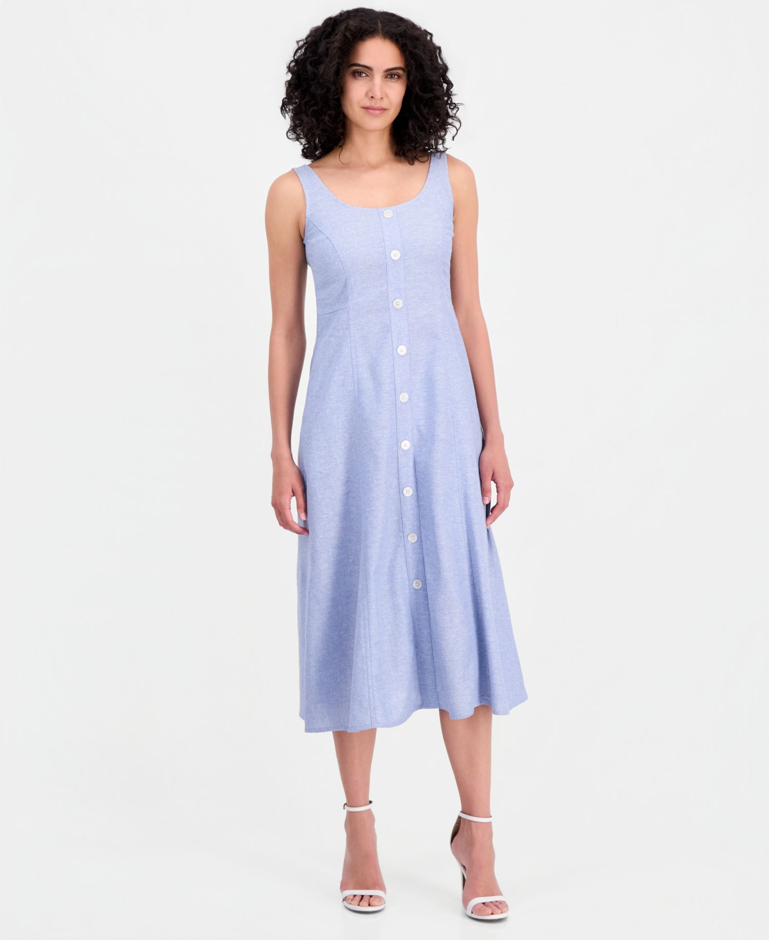 Petite Button Detail Sleeveless Tank Dress