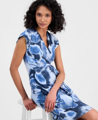 Women's Printed Wrap Sheath Dress