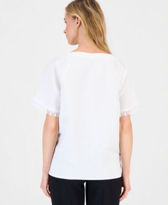 Petite Pleated Neck Top