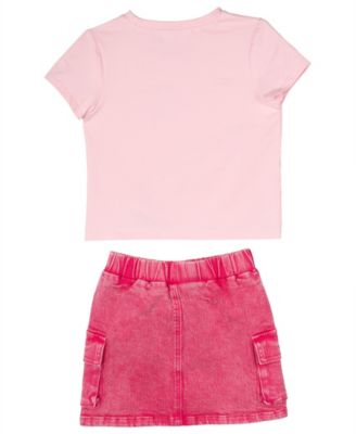 Girls' 4T-6X Smiley Applique Top and Denim Skort, 2-Piece Set