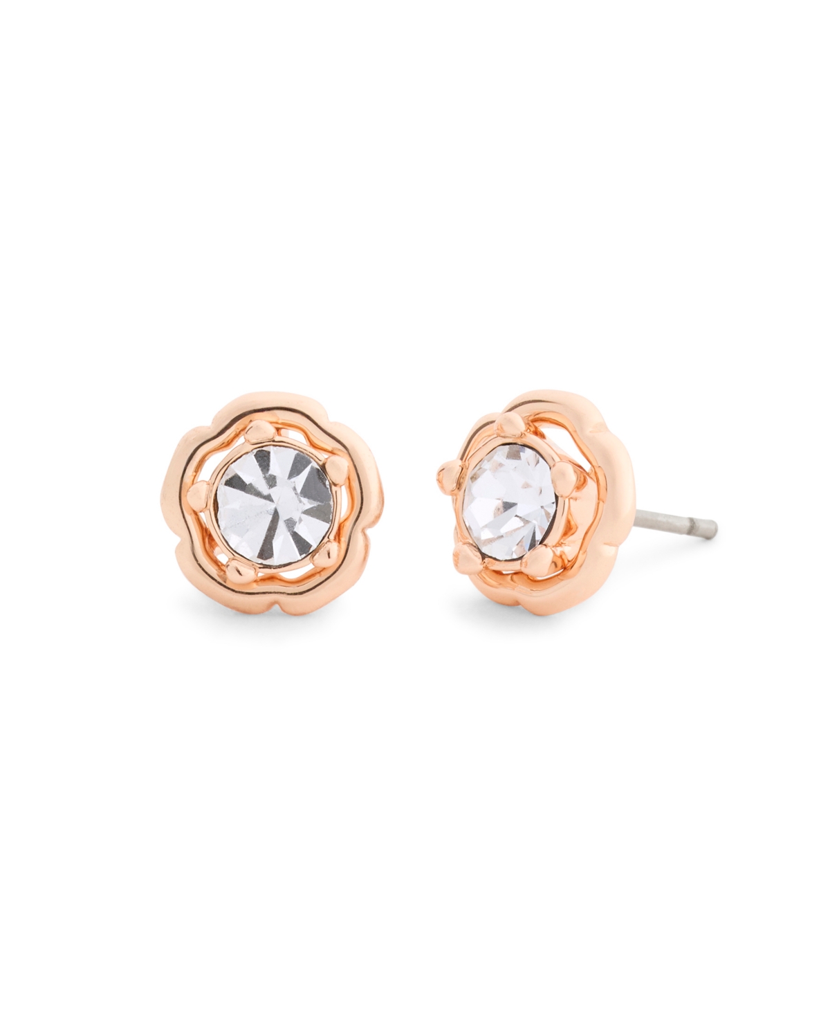 Coach Faux Stone Halo Tea Rose Stud Earrings