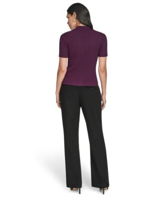 Women's Collared Neck Short-Sleeve Sweater