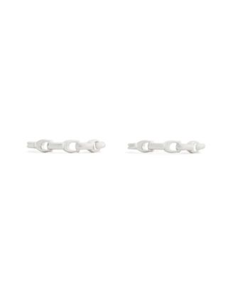 Rhodium Signature C Chain Hoop Earrings