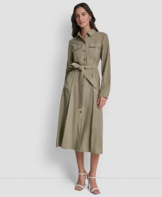 Women's Long-Sleeve Collared Roll Tab Fuji Cargo Dress