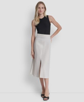 Women's Arid Pique Mini Logo Emblem Slit A-Line Skirt